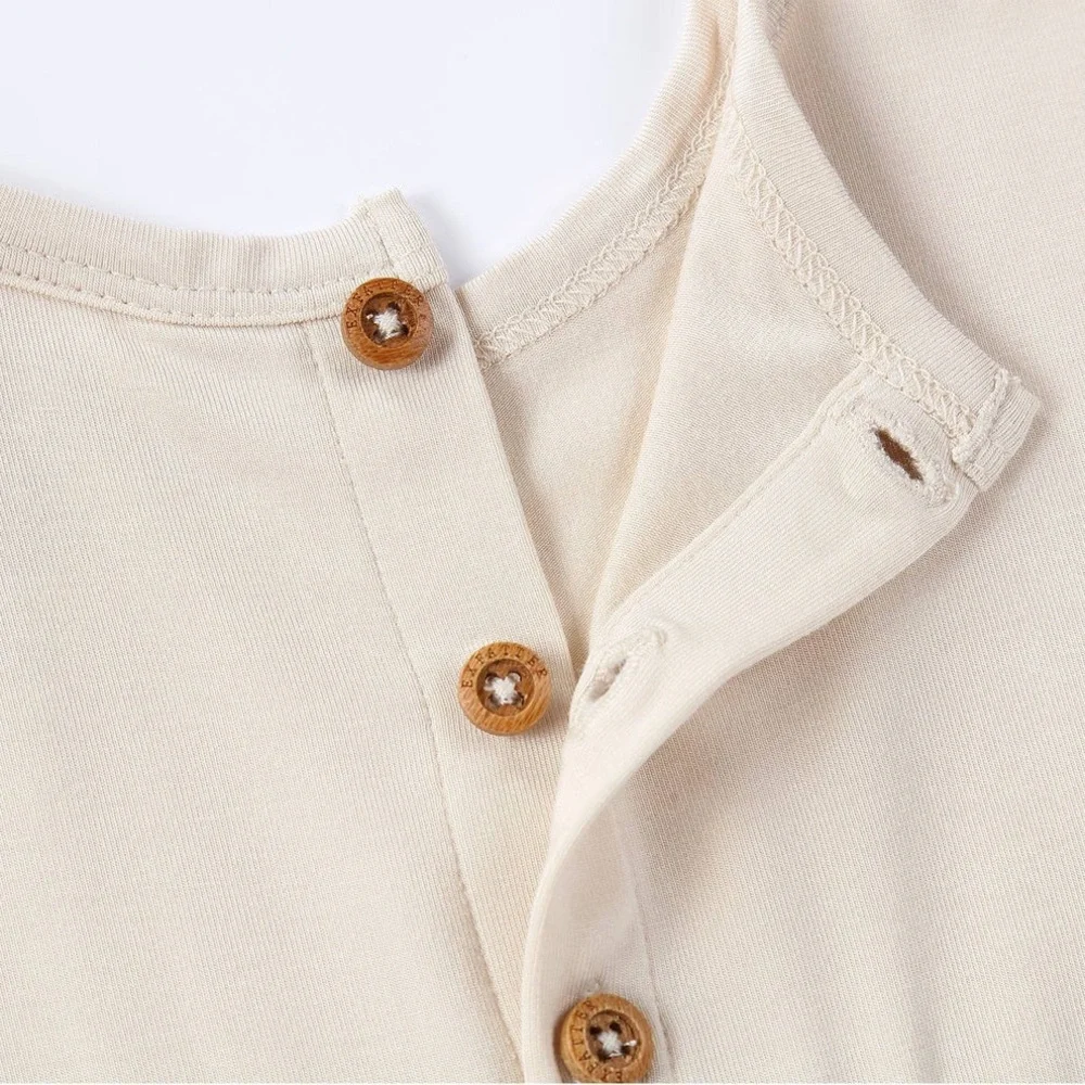 Cream Bamboo Sleeveless Buttoned Jumpsuit